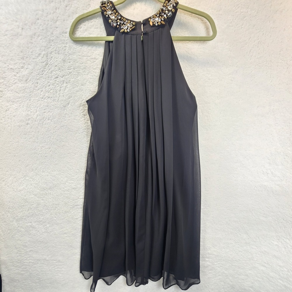 Vince Camuto Embellished Halter Midi Dress Womens 8 Black Beaded Party Cruise